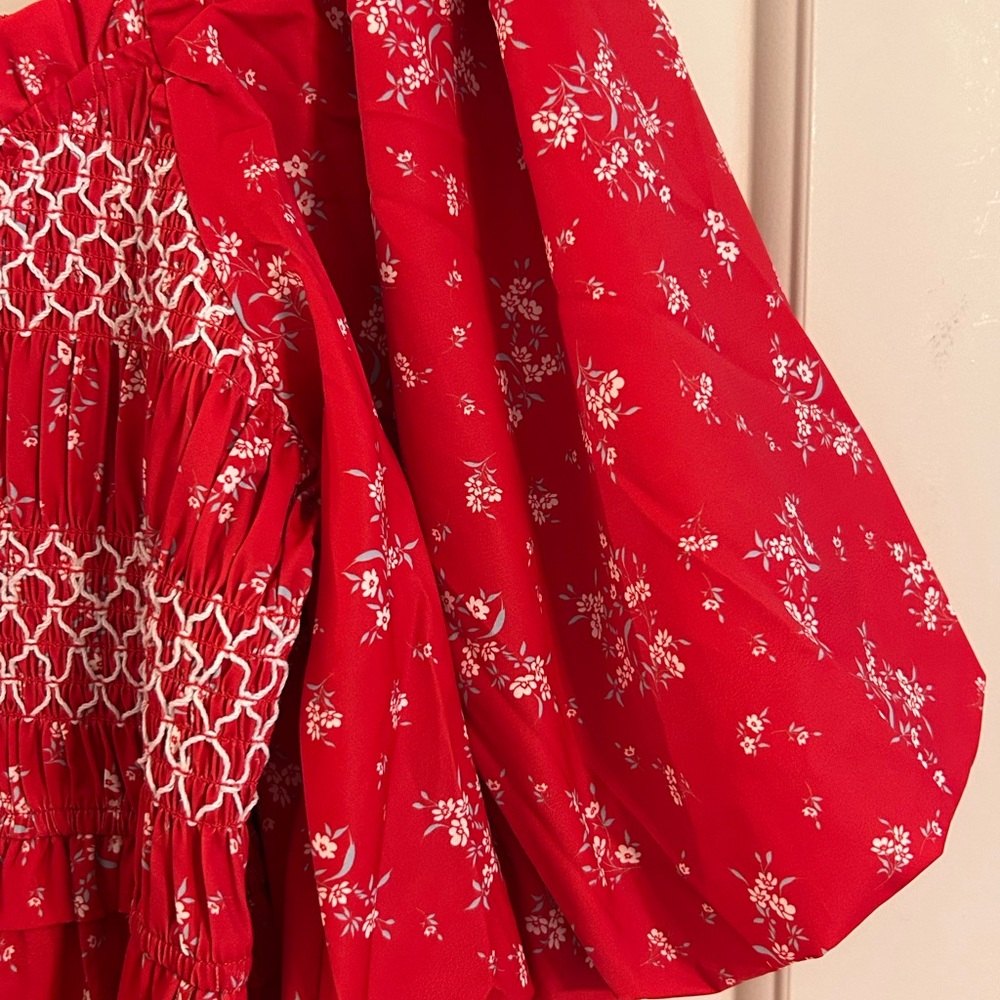 NWT Baevely Floral Smocked Midi/Maxi Puff Dress - Picture 10 of 15